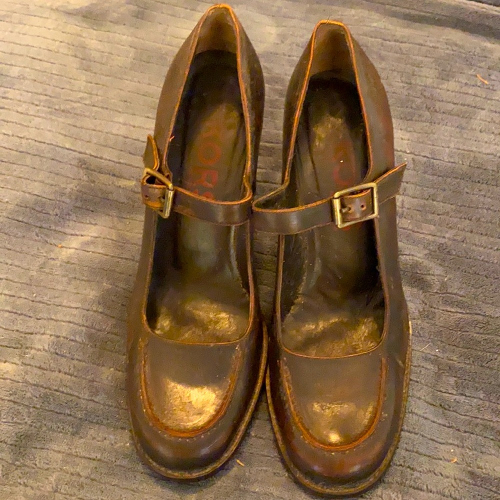 KORS Mary Jane Strap Brown Heels Size 9 M